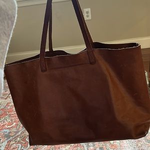 Brown leather madewell transport tote